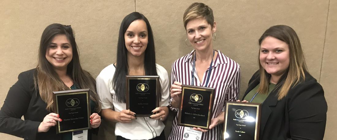 L-R: Heather Cohen, Analisa Arroyo, Belinda Stillion Southard, Sarah Caban - Top Paper, Health Communication